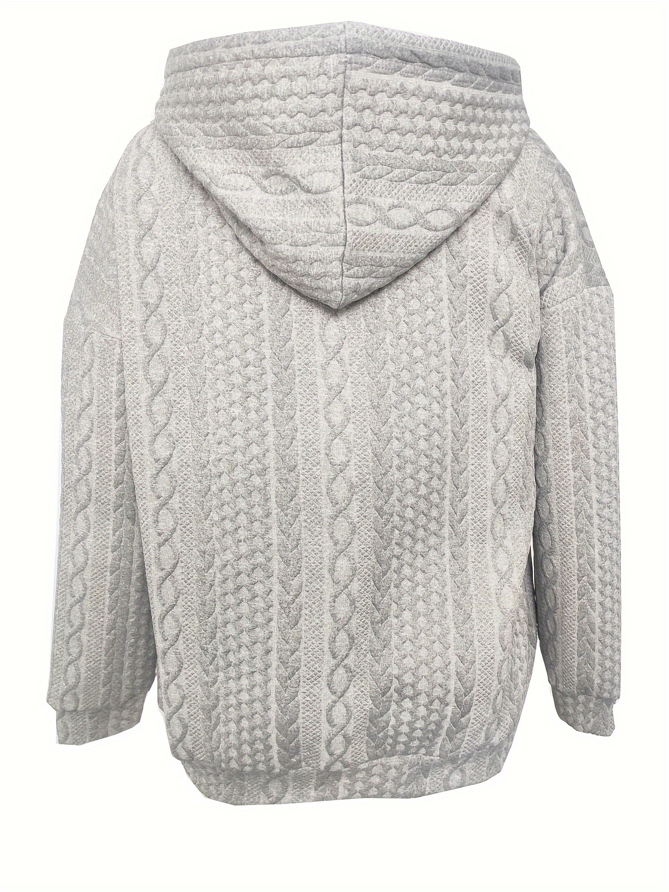 cable knit quarter zip hoodie casual long sleeve drawstring hoodies sweatshirt womens clothing details 5