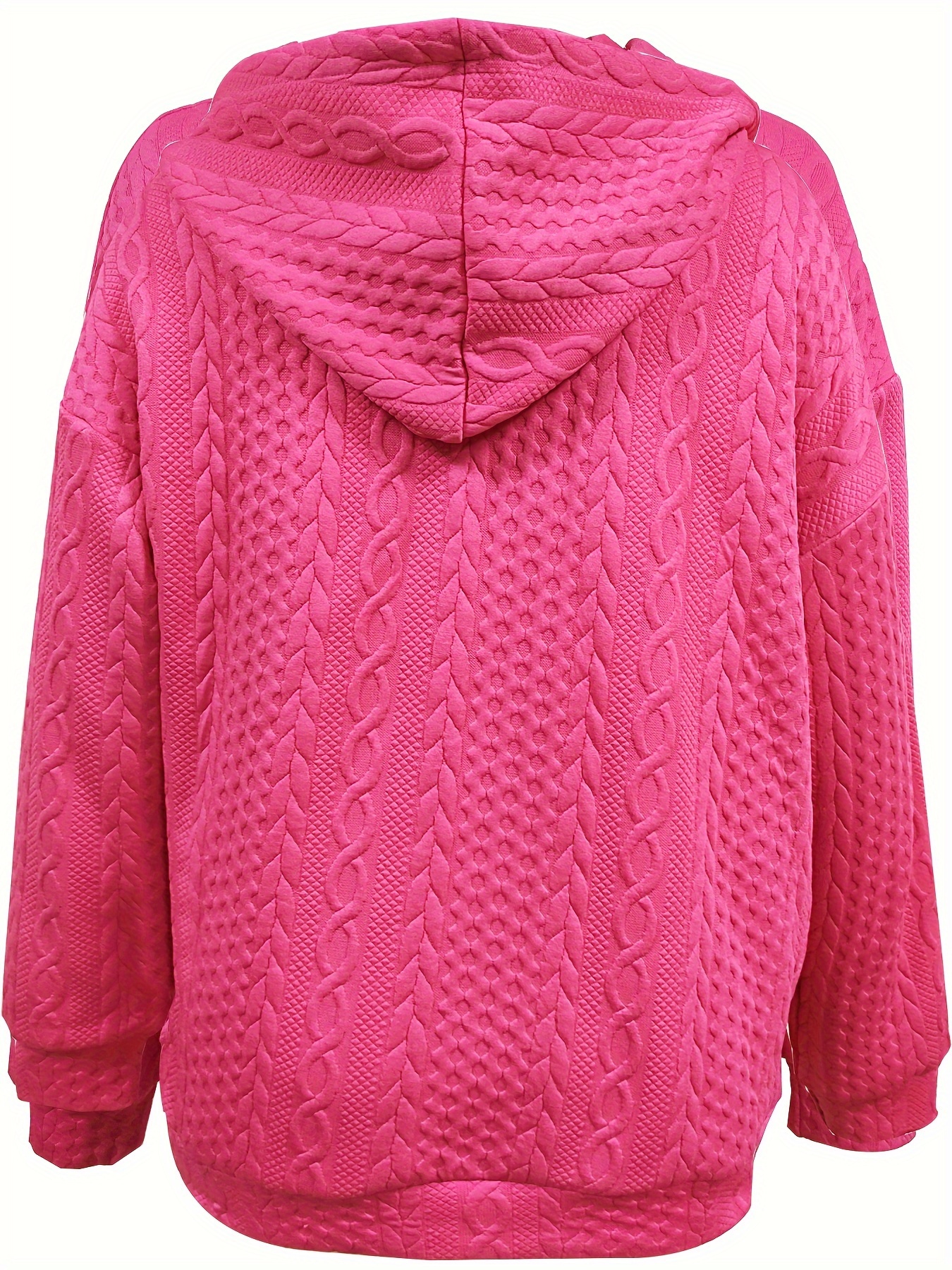 cable knit quarter zip hoodie casual long sleeve drawstring hoodies sweatshirt womens clothing details 8