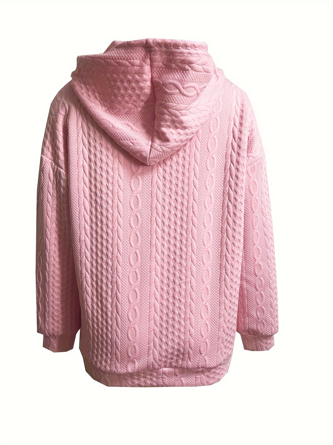 cable knit quarter zip hoodie casual long sleeve drawstring hoodies sweatshirt womens clothing details 11
