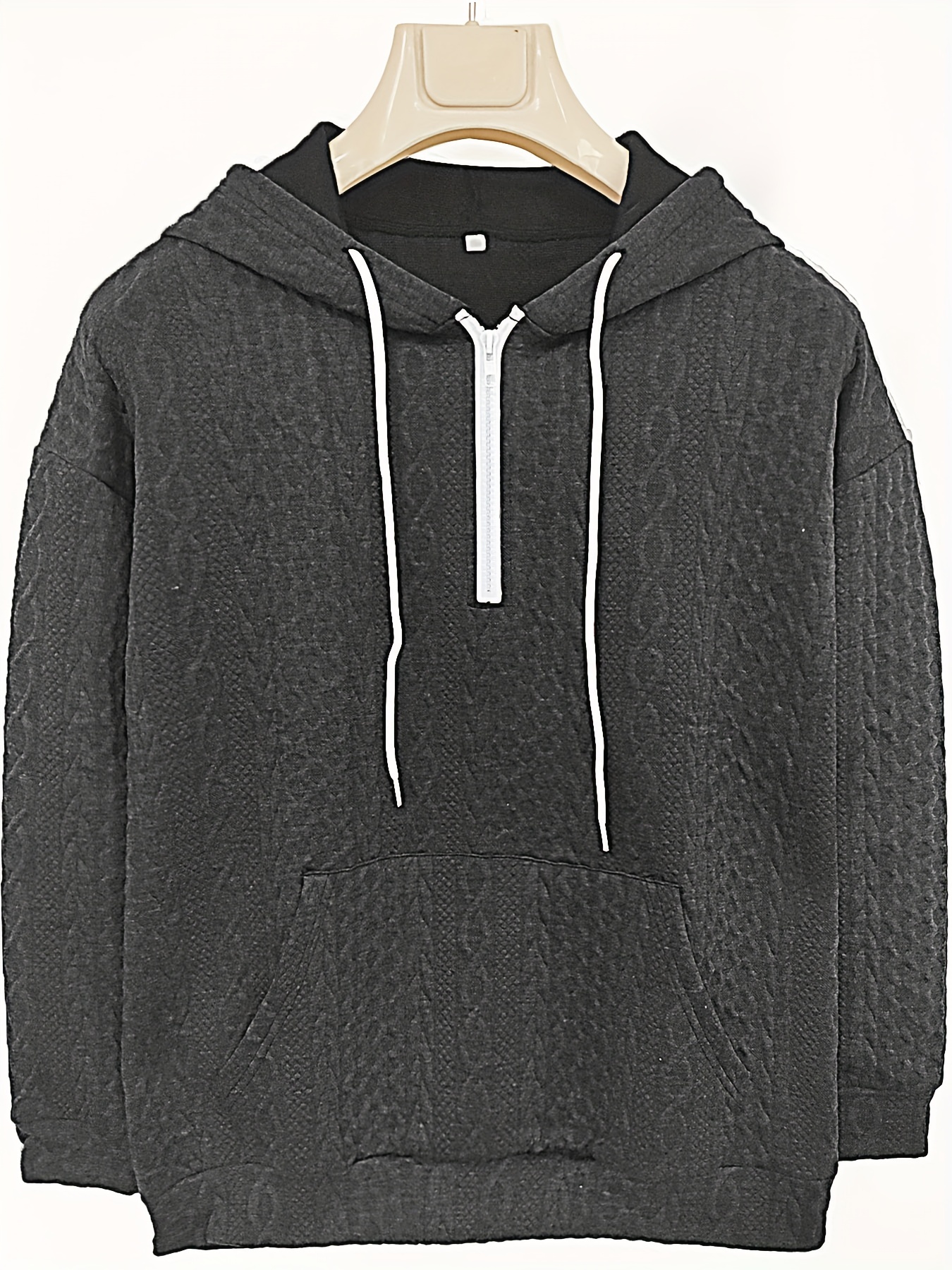cable knit quarter zip hoodie casual long sleeve drawstring hoodies sweatshirt womens clothing details 16