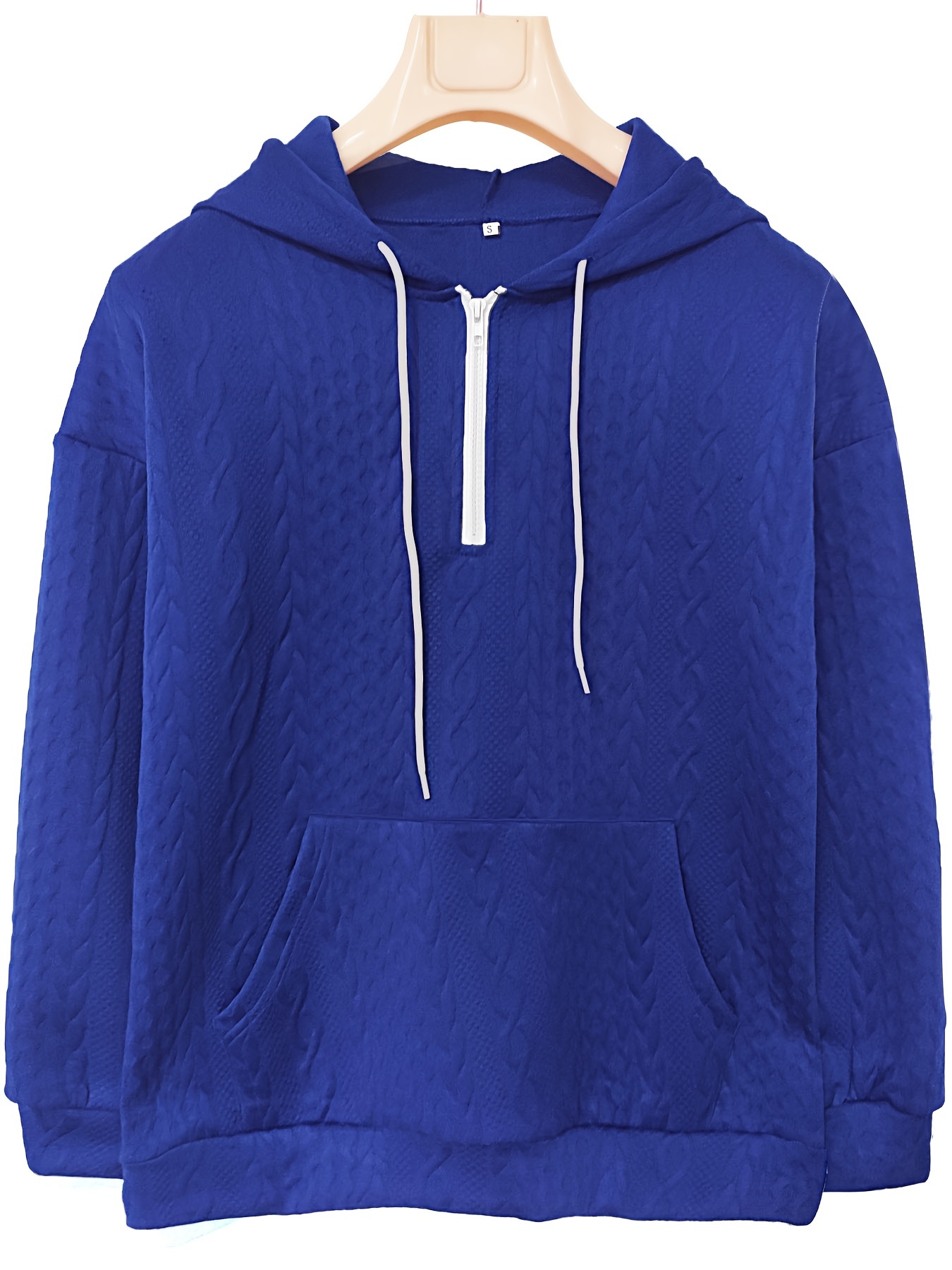 cable knit quarter zip hoodie casual long sleeve drawstring hoodies sweatshirt womens clothing details 26