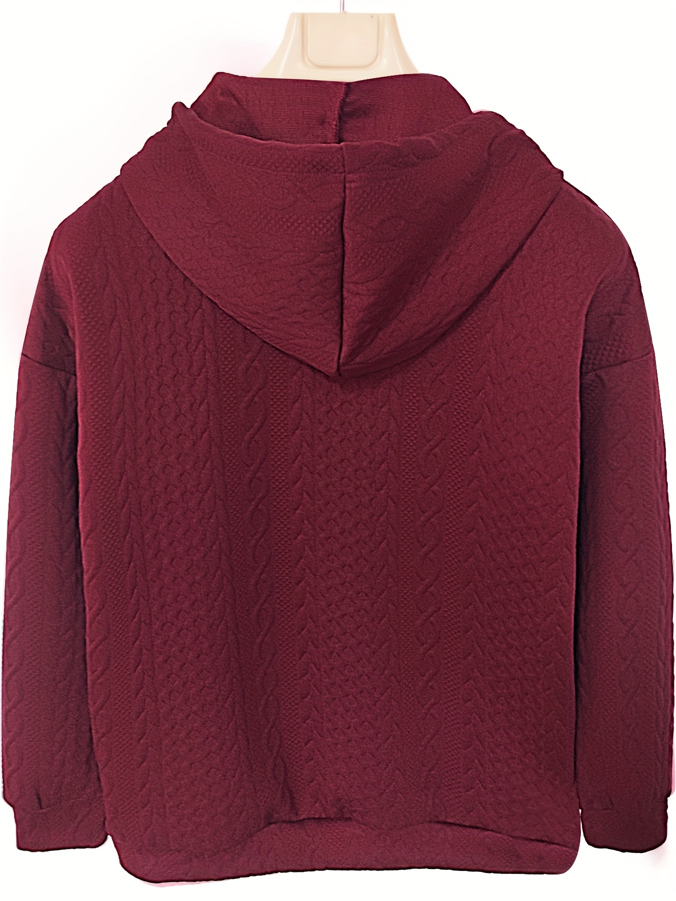 cable knit quarter zip hoodie casual long sleeve drawstring hoodies sweatshirt womens clothing details 28