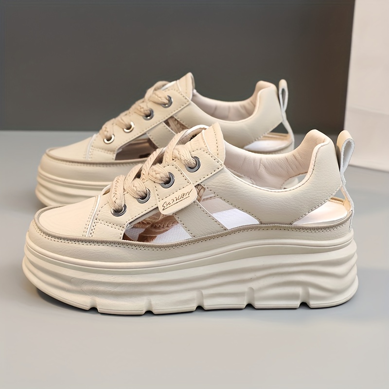 cutout design platform sneakers women s casual lace outdoor details 8