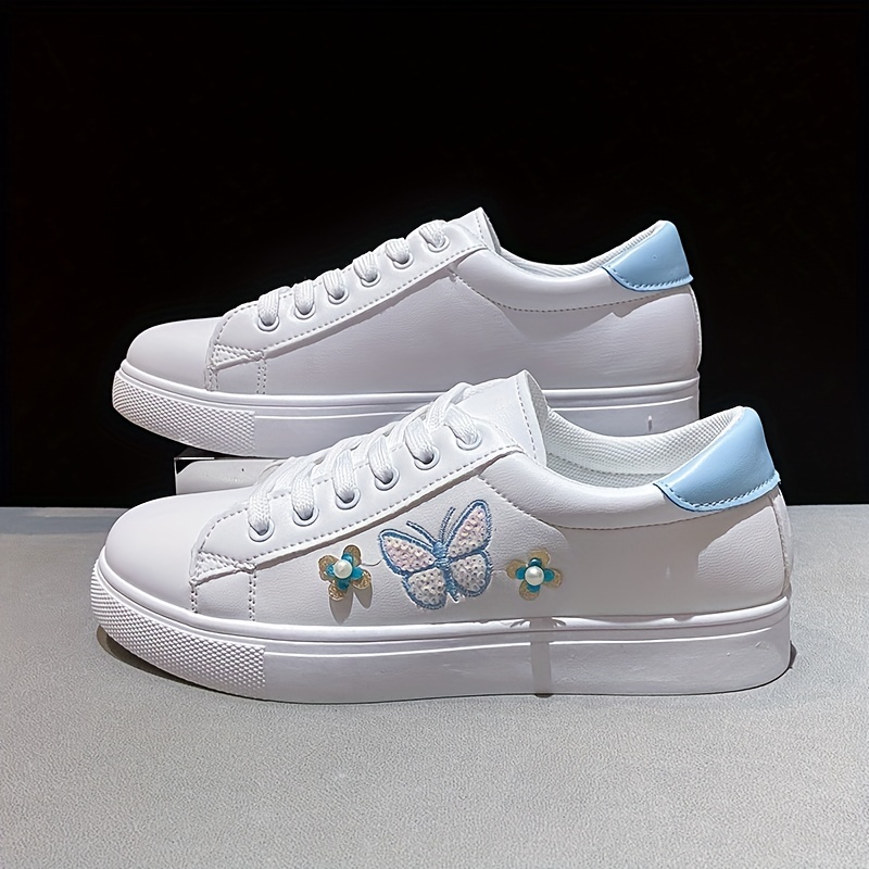 butterfly pattern skate shoes women s stylish lace flat low details 5
