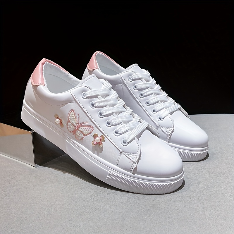 butterfly pattern skate shoes women s stylish lace flat low details 7