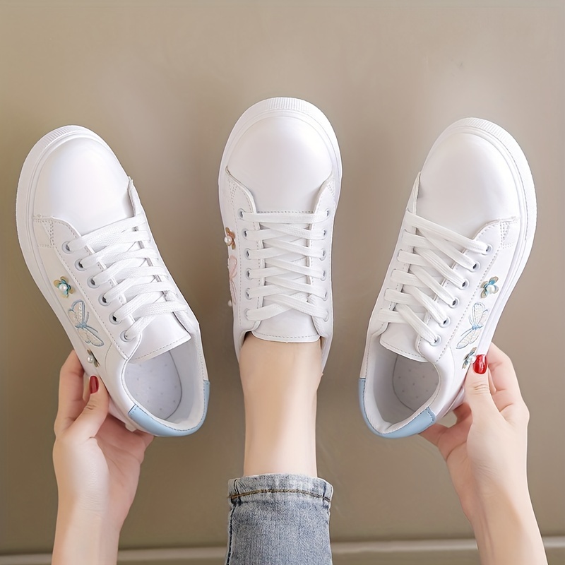 butterfly pattern skate shoes women s stylish lace flat low details 8