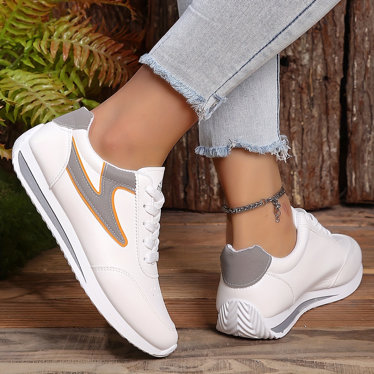 simple flat sneakers women s casual lace outdoor shoes details 1