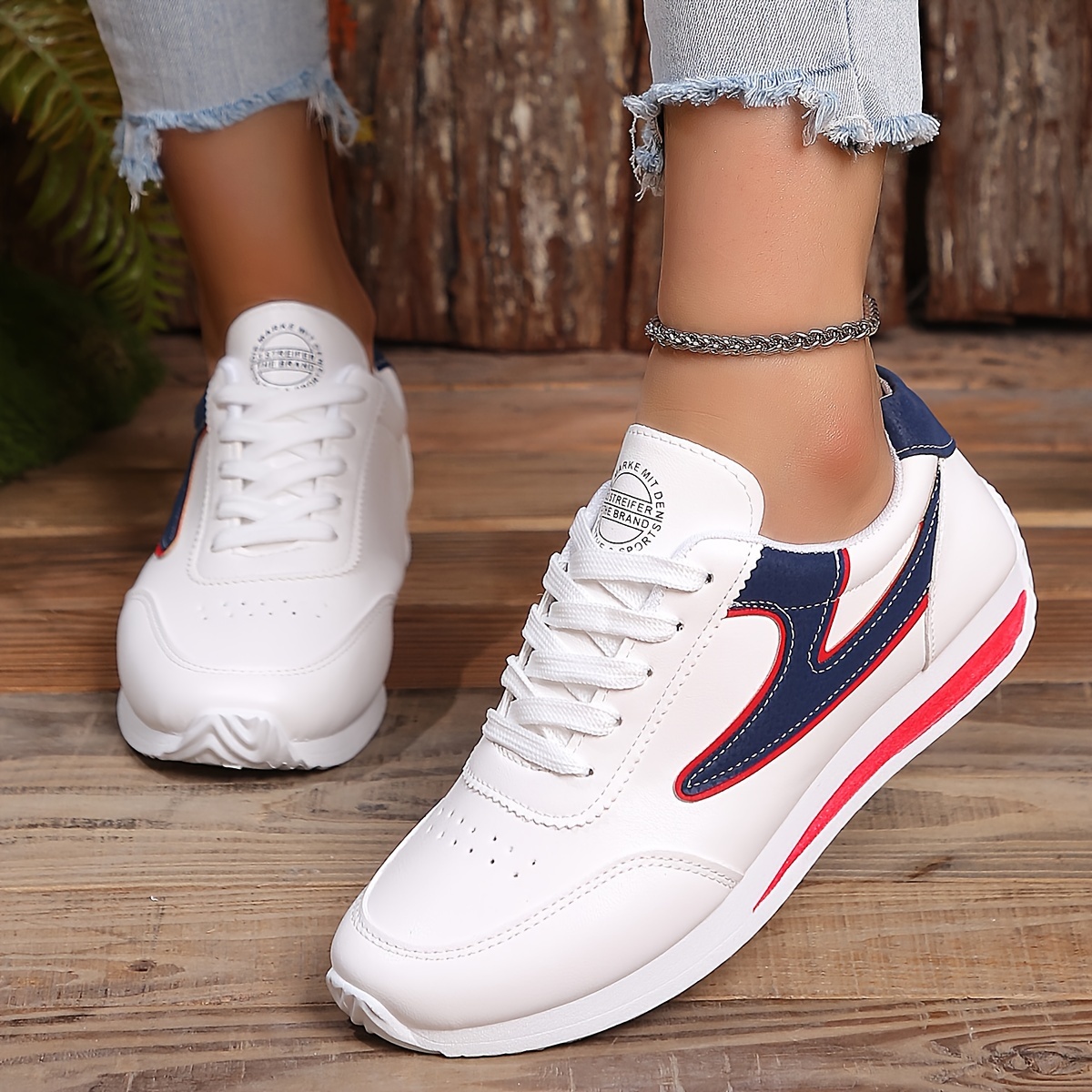 simple flat sneakers women s casual lace outdoor shoes details 2